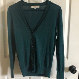 Pretty LOFT Vneck  button down sweater sz medium